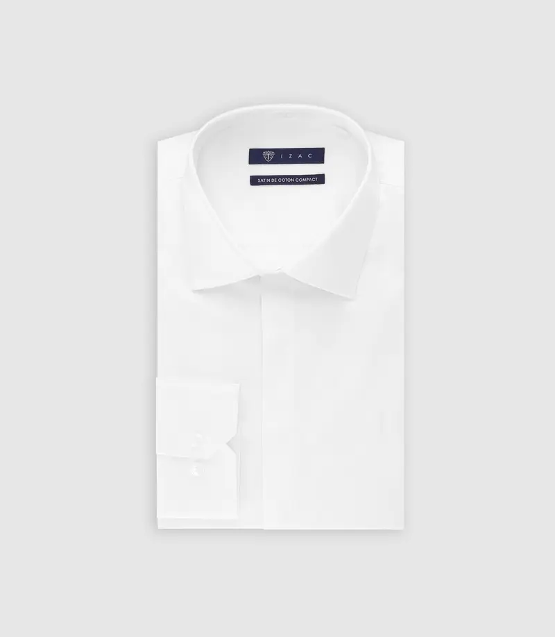 Chemise slim en satin de coton BLANC