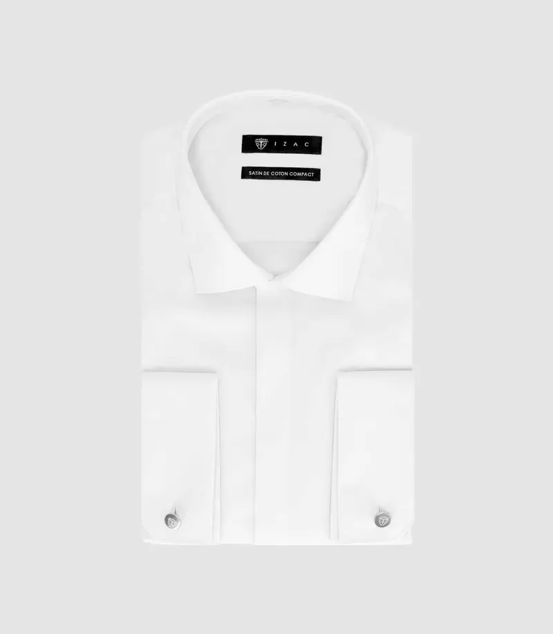 Chemise slim en satin de coton blanc SAMIXSLIM
