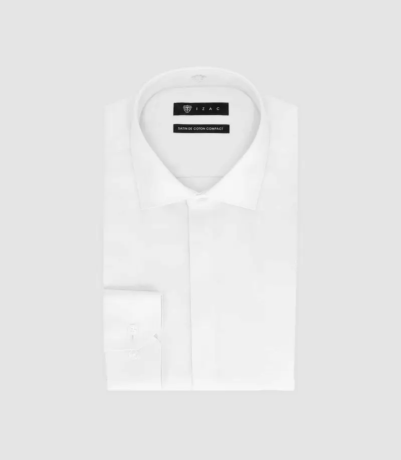 Chemise slim en satin de coton blanc SATINCACH