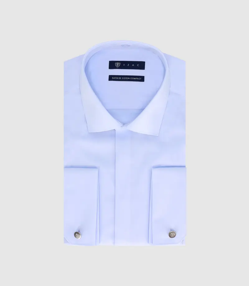Chemise slim en satin de coton ciel SAMIXSLIM