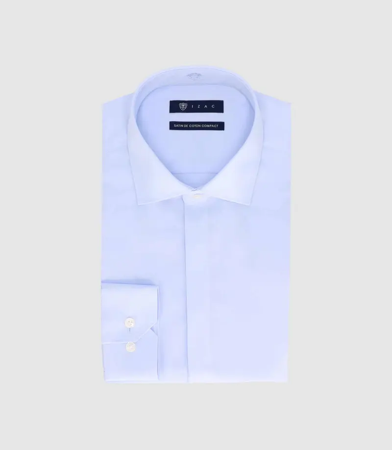 Chemise slim en satin de coton ciel SATINCACH