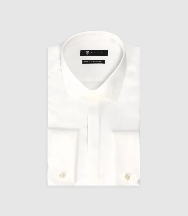 Chemise slim en satin de coton écru SATINMIXTESLIM