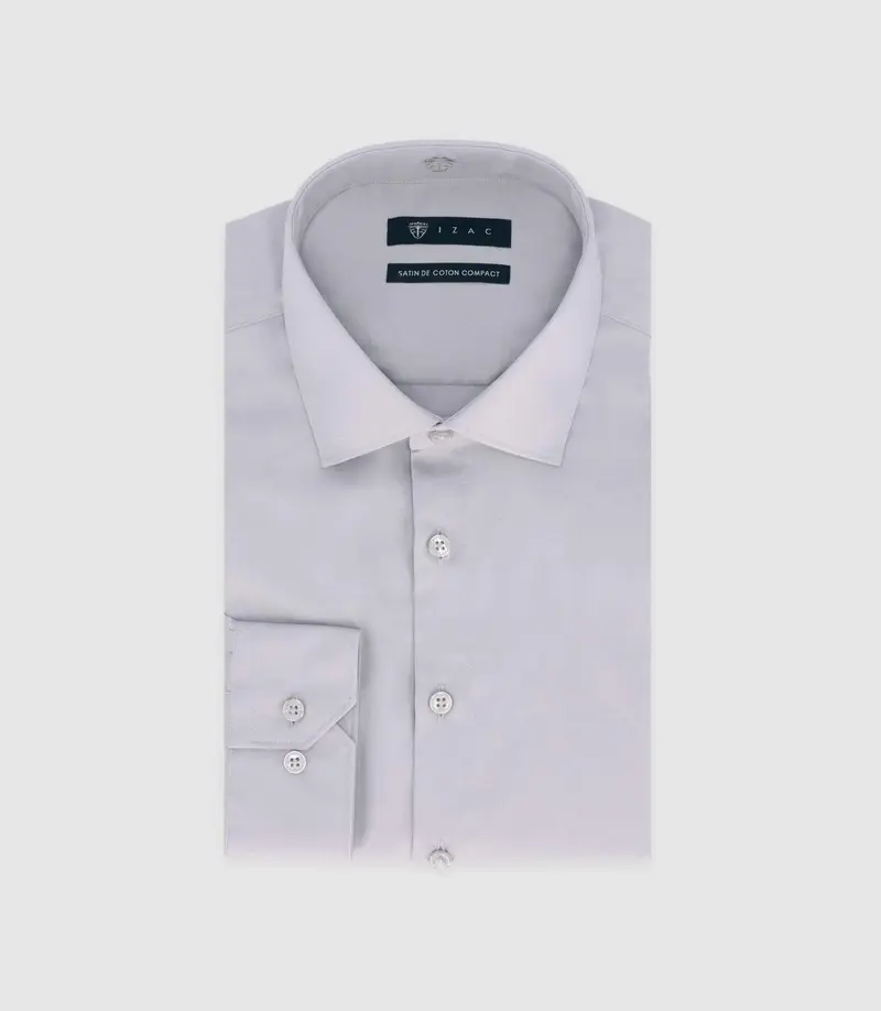 Chemise slim en satin de coton gris SATINSLIM