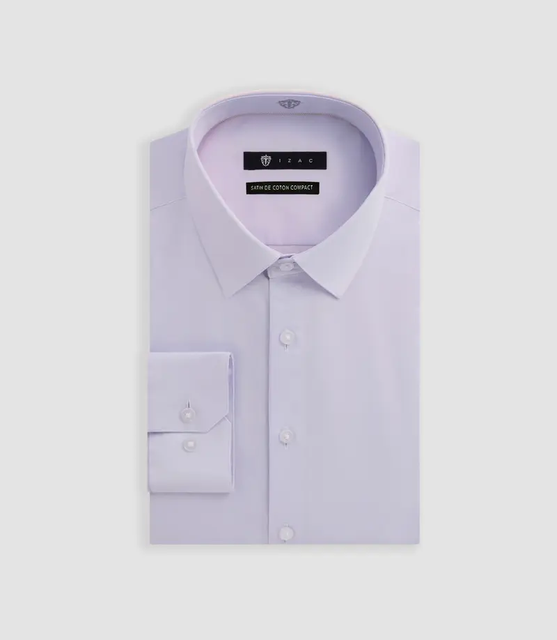 Chemise slim en satin de coton parme SATINSLIM