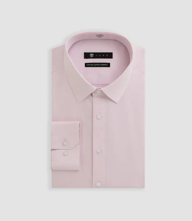 Chemise slim en satin de coton rose SATINSLIM