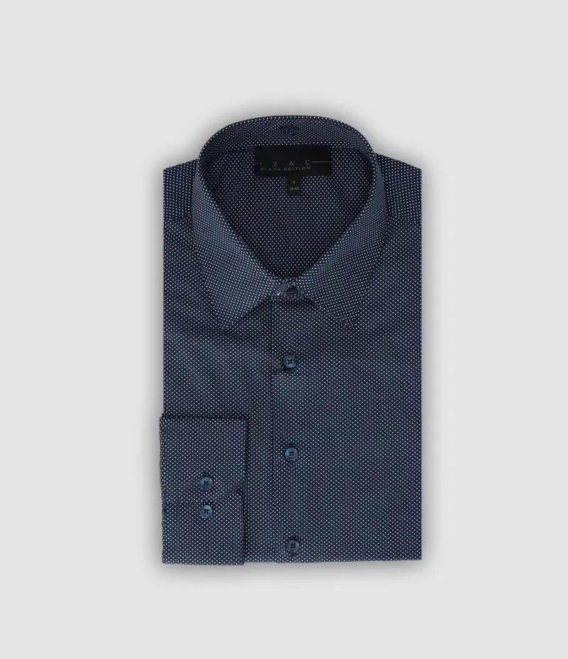 Chemise slim imprimée marine blanc PATRICE