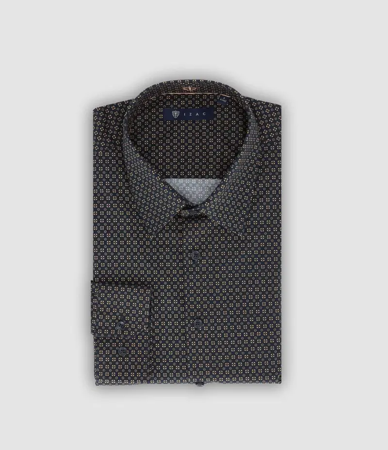 Chemise slim imprimée marine camel PAUL