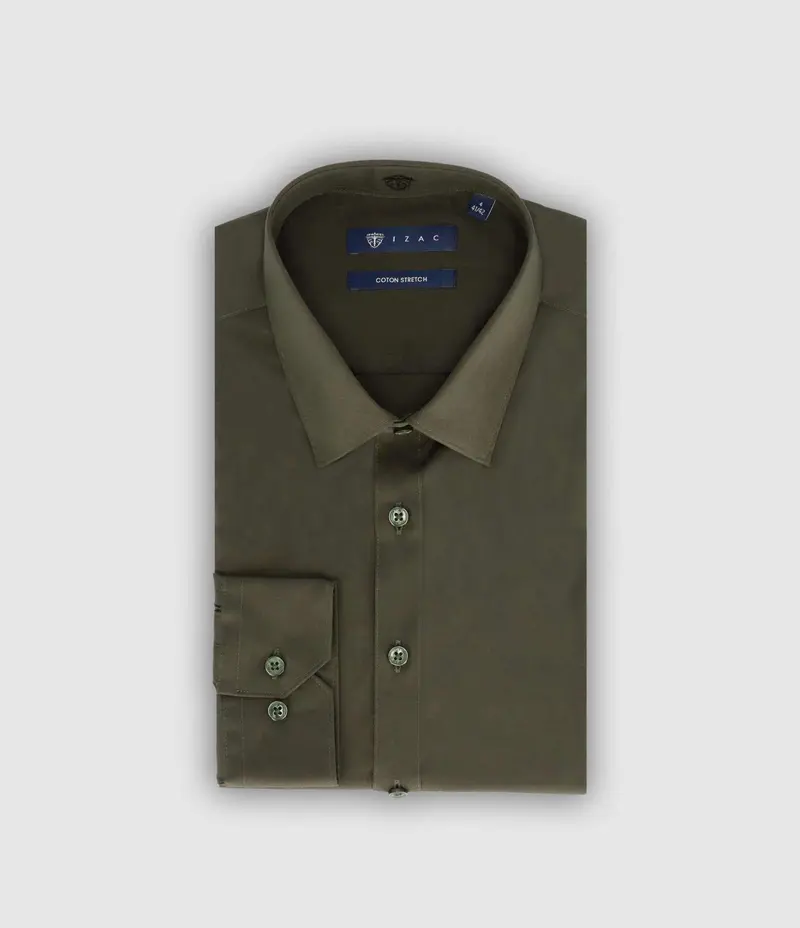 Chemise slim kaki foncé MALTE