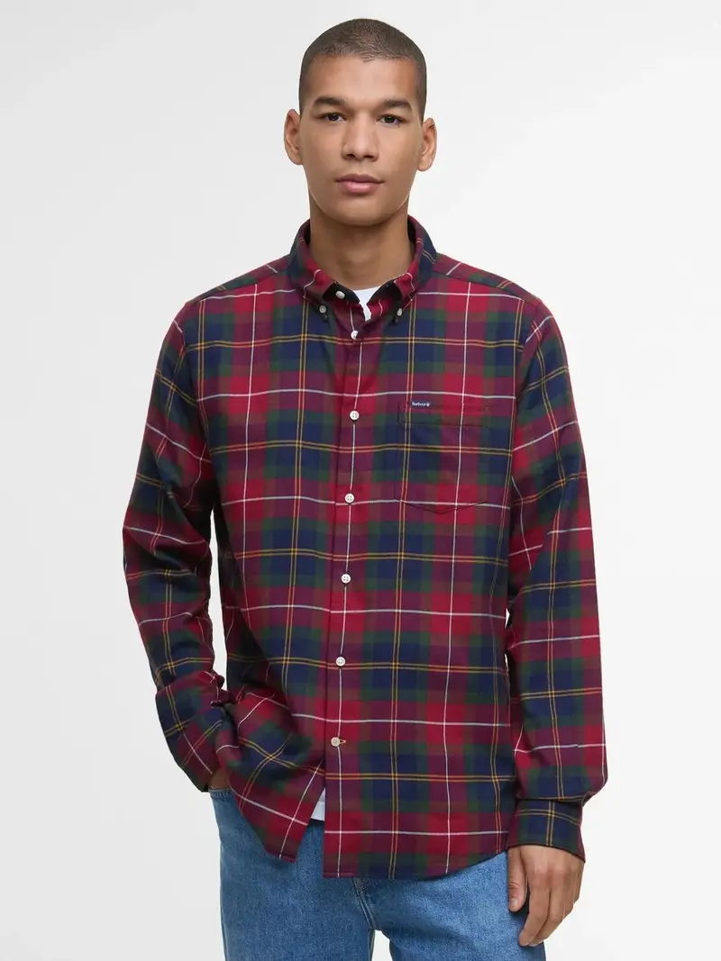 Chemise tartan Barbour bordeaux en flanelle