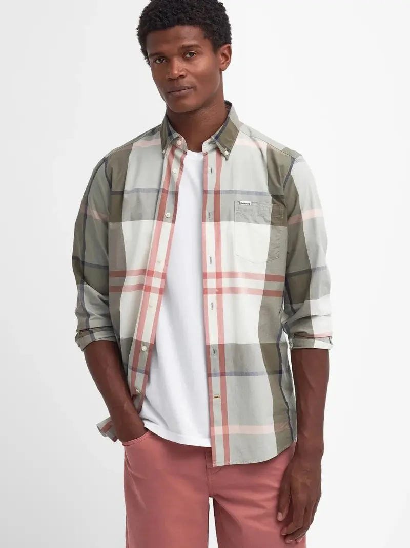 Chemise tartan Barbour kaki en coton