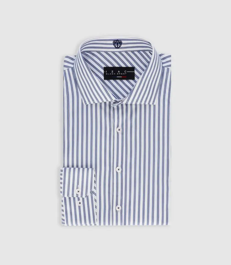 Chemise tissée à rayures bleu PELOUSE