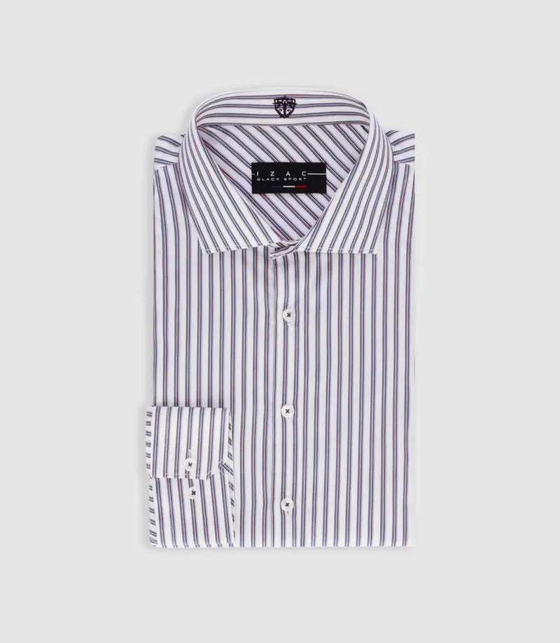 Chemise tissée à rayures bordeaux PELOUSE