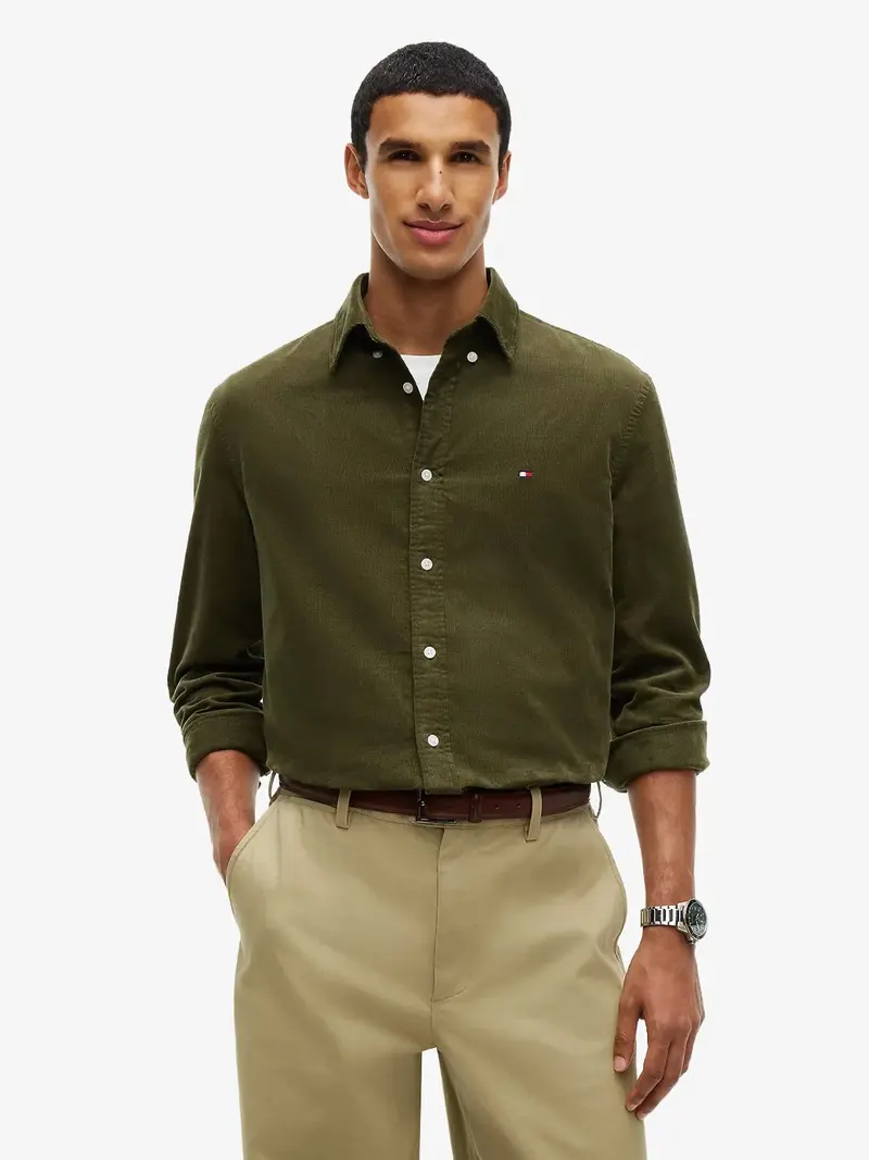 Chemise Tommy Hilfiger kaki en velours