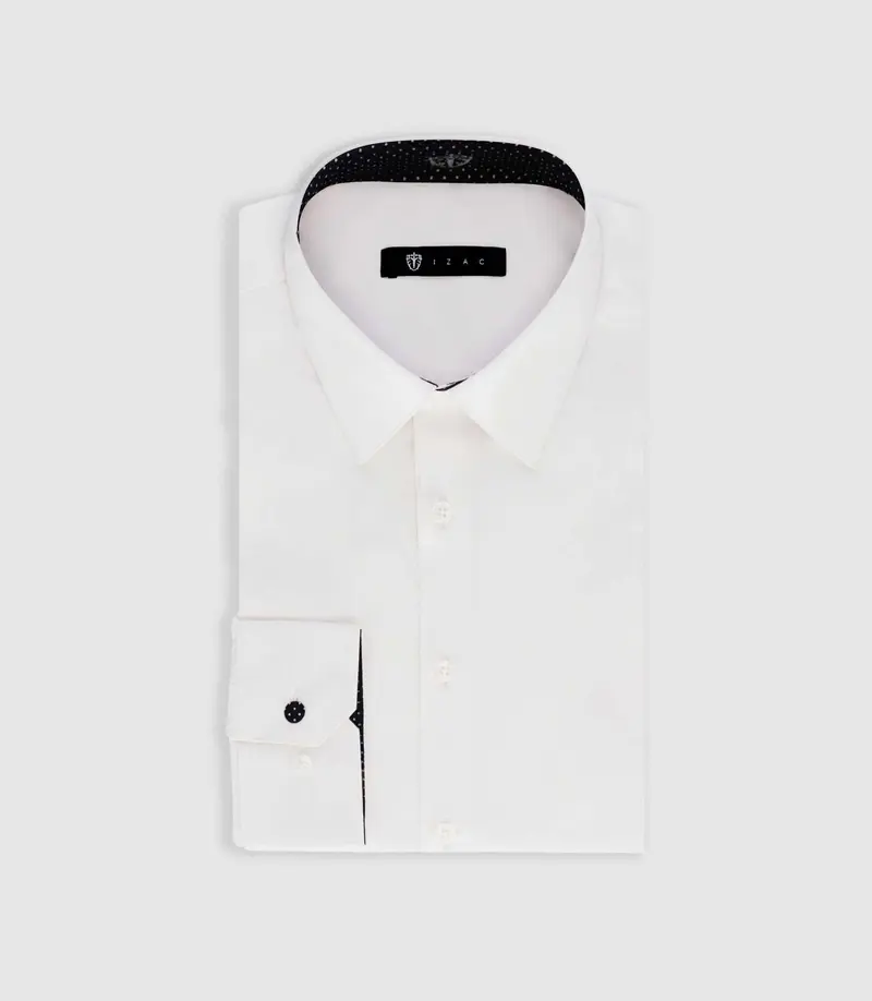 Chemise unie à fantaisie blanc PADDY