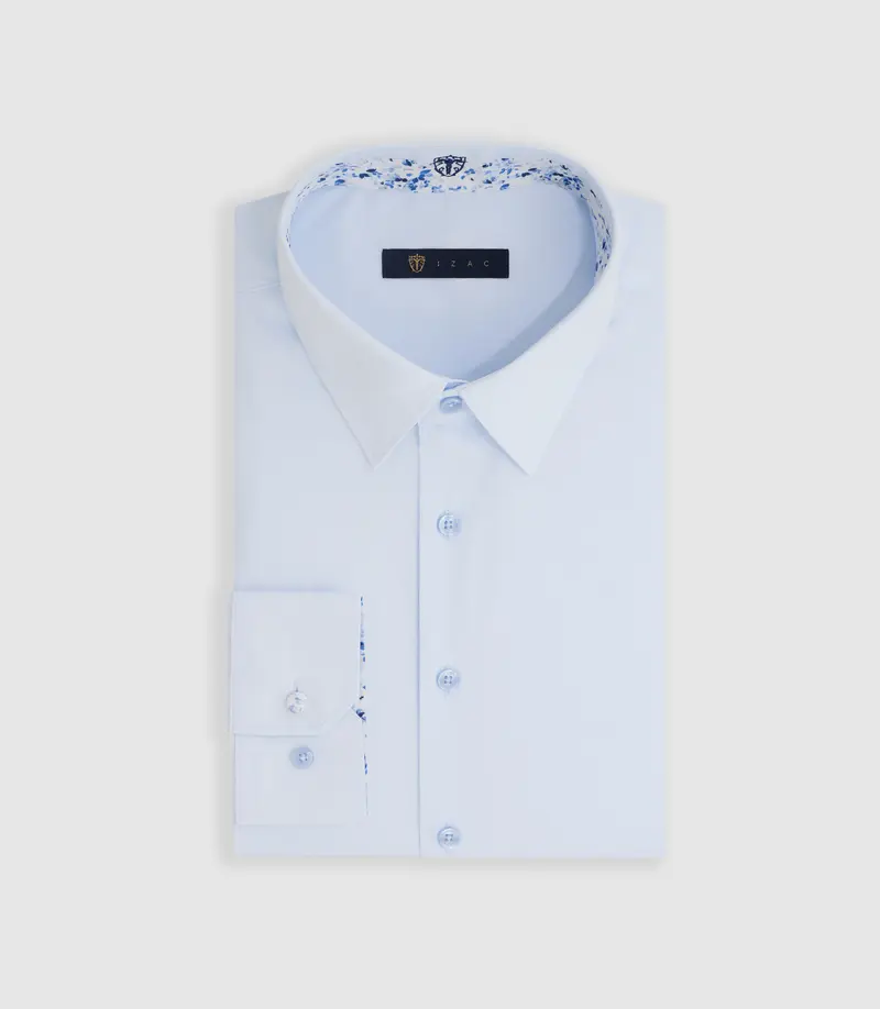 Chemise unie avec fantaisie bleu ciel "Macky"