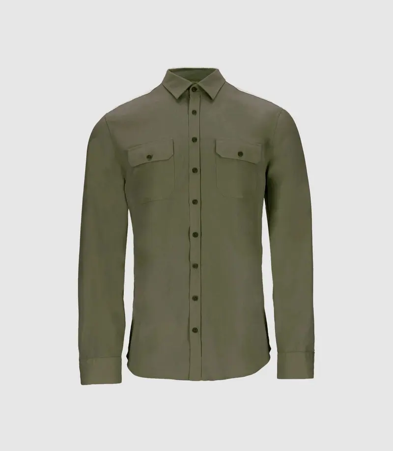 Chemise unie casual kaki JULIEN