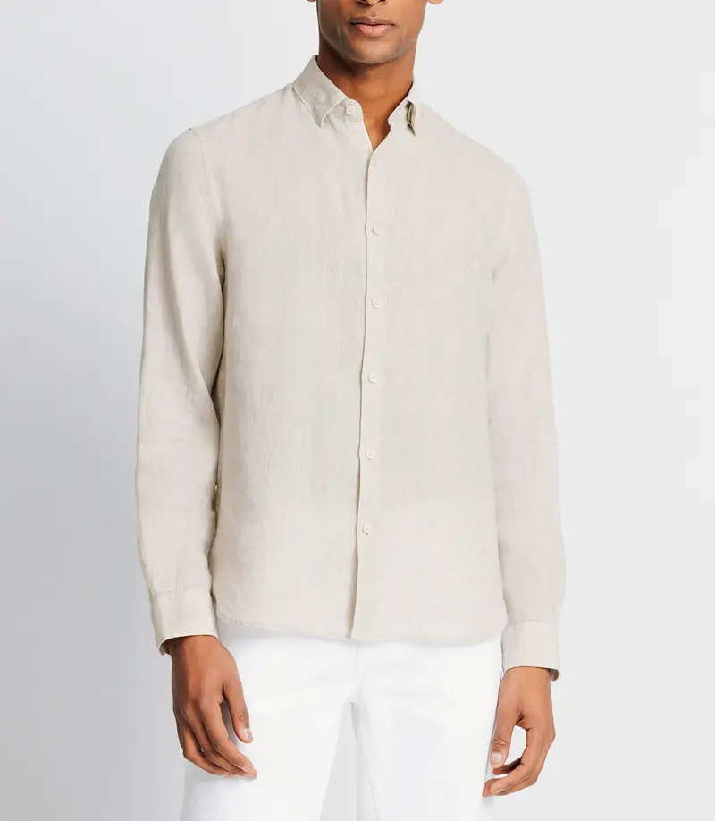 Chemise unie en coton lin écru
