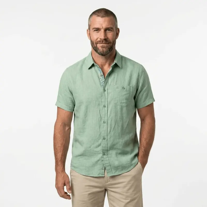 Chemise vert amande 100% lin