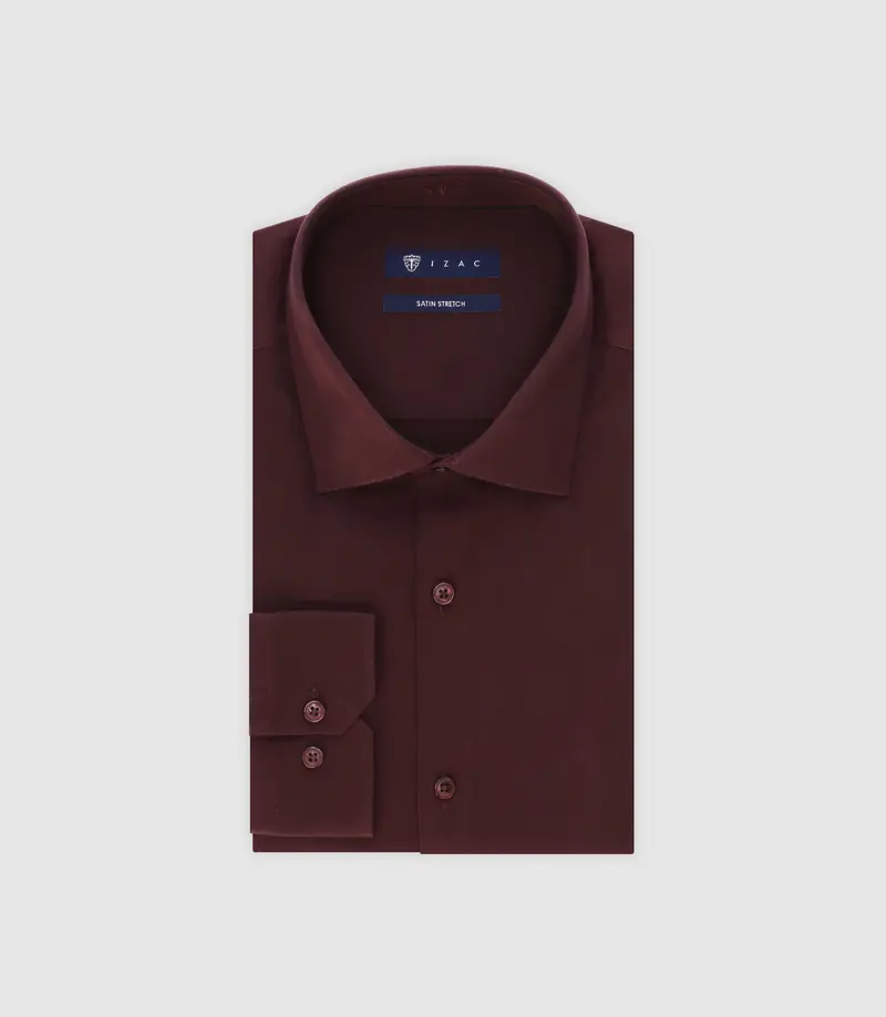 Chemise ville ajustée bordeaux