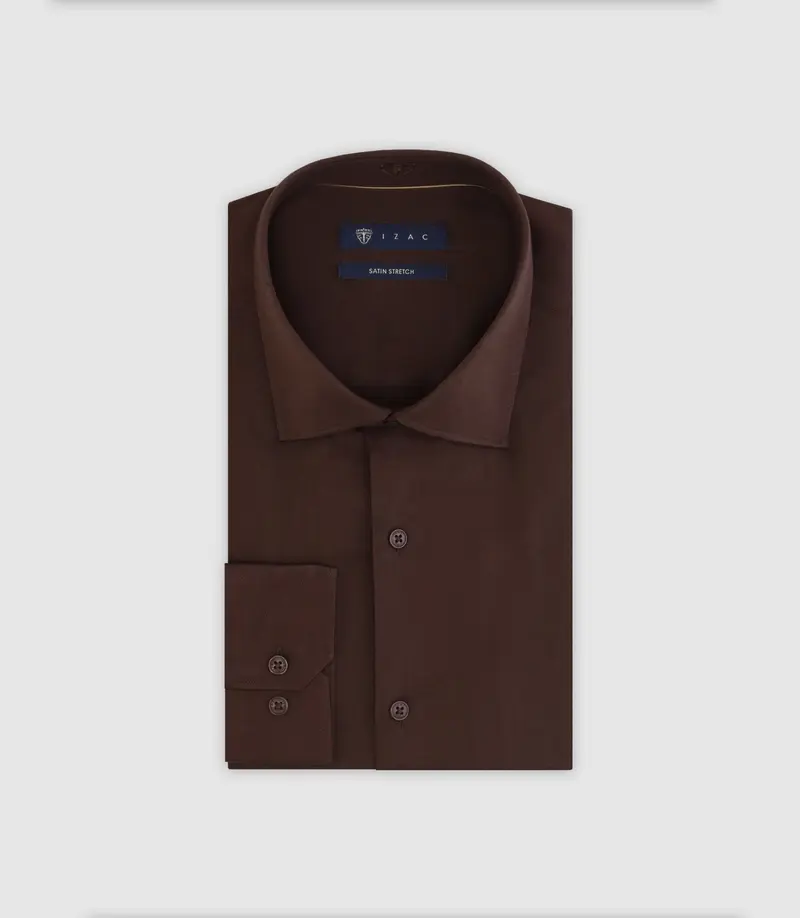 Chemise ville ajustée marron
