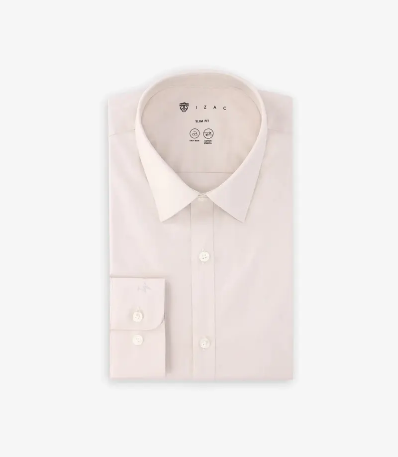 Chemise ville en coton beige