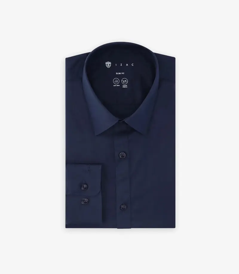 Chemise ville en coton marine