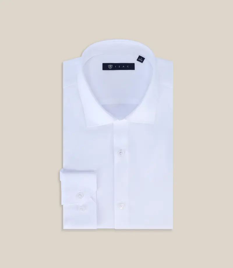 Chemise ville en satin de coton blanche