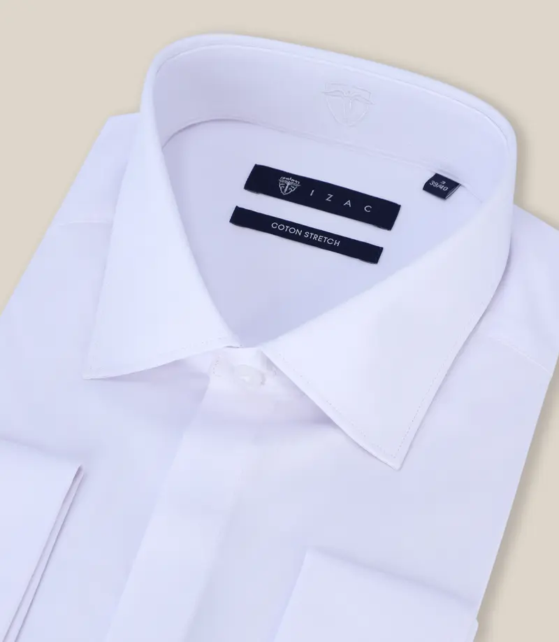 Chemise ville satin de coton blanche