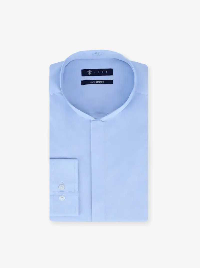 Chemise ville satin de coton ciel