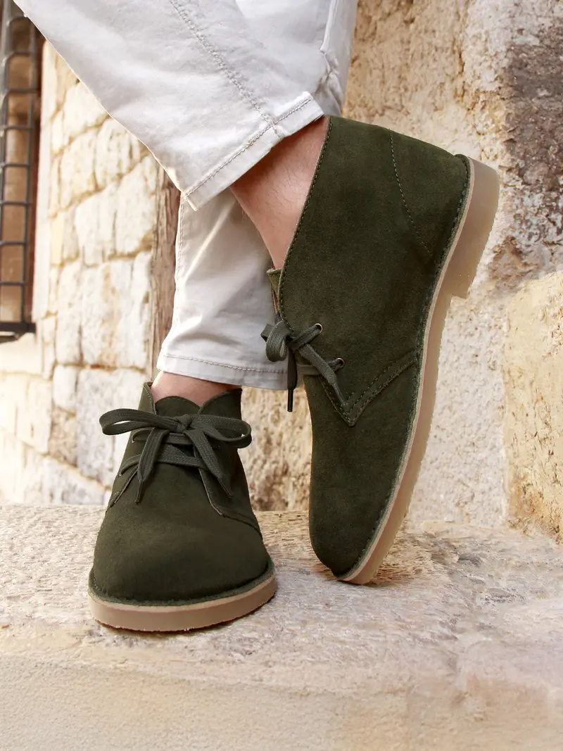 Chukka boots cuir daim kaki