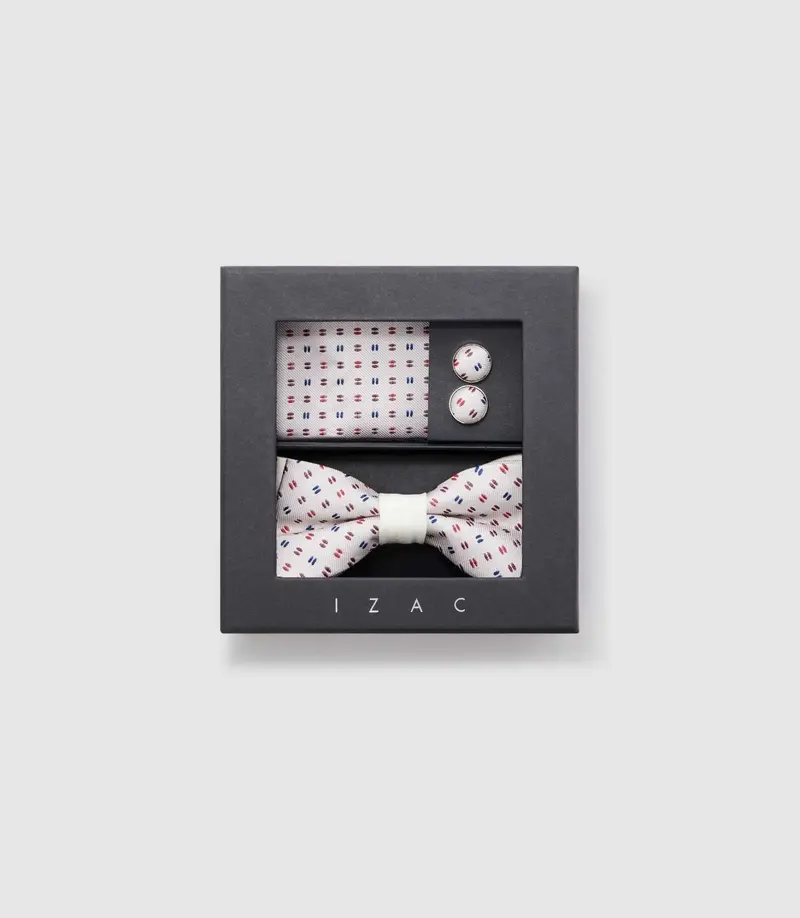Coffret boutons de manchette, nœud papillon beige "Boxurko"