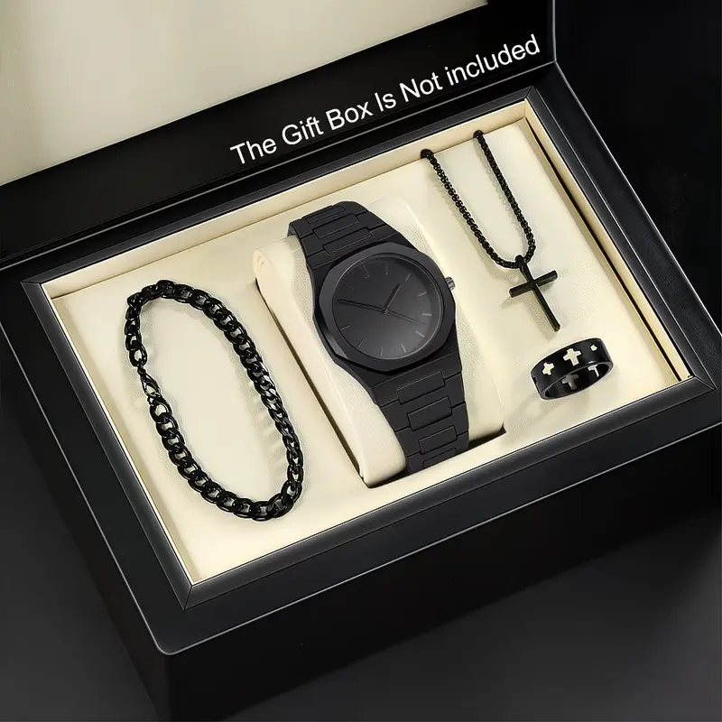 Coffret Montre Quartz Homme Collier et Bracelet