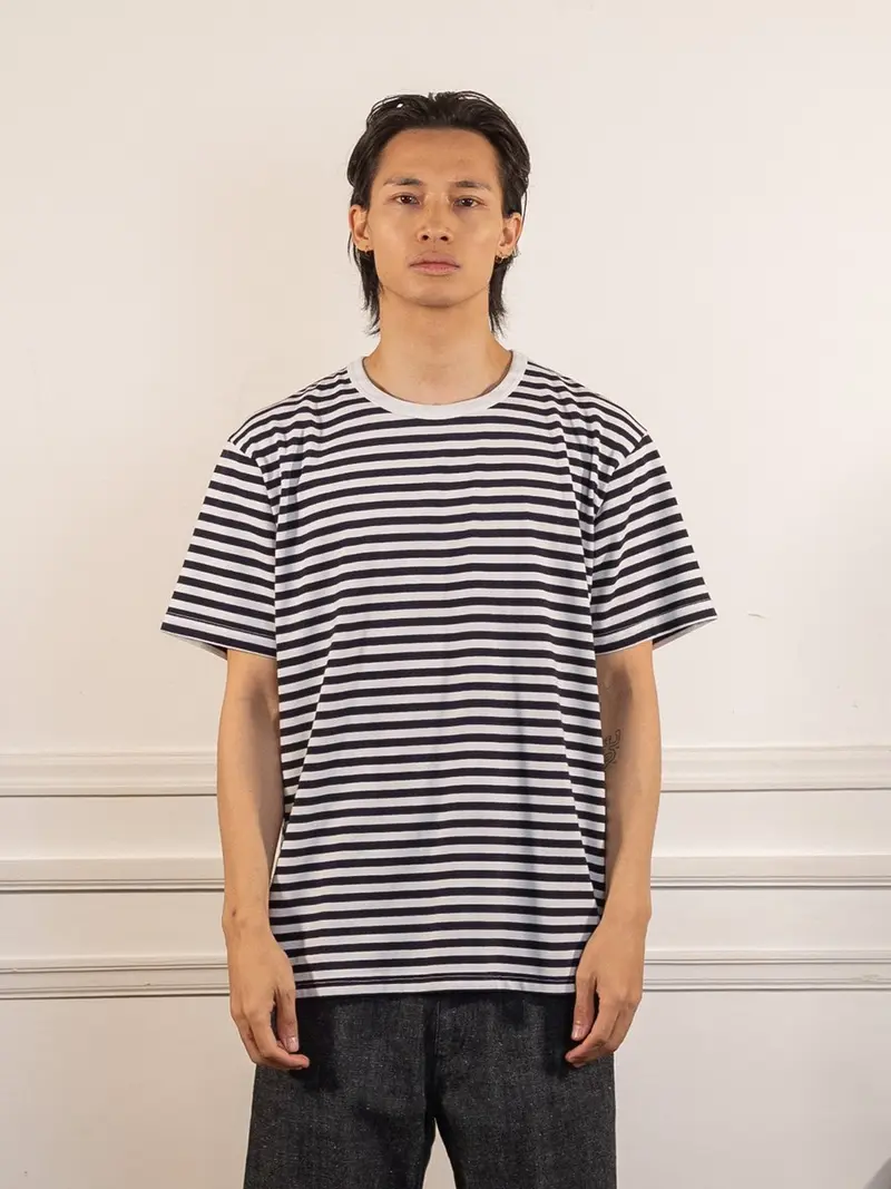 COOLMAX Stripe Jersey Tee - Dark Navy x White