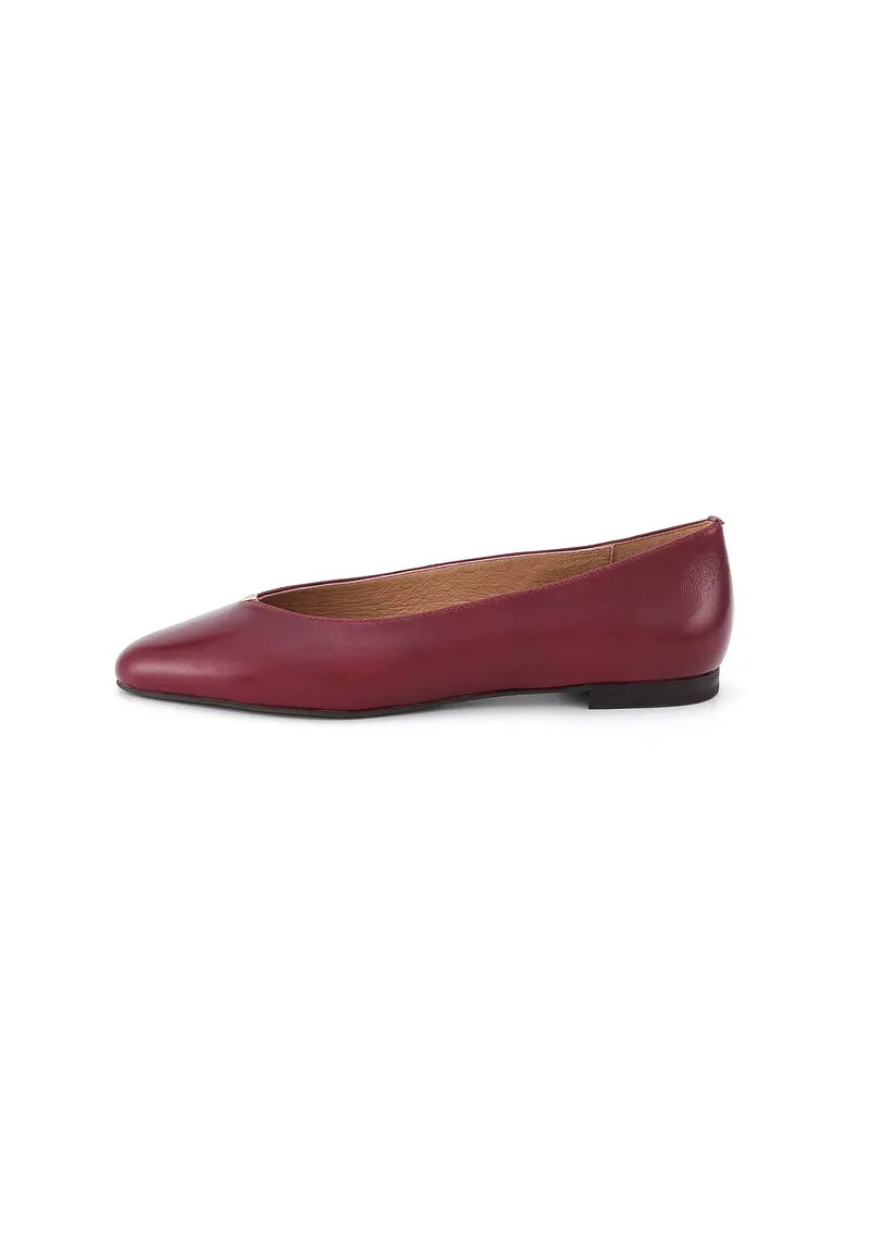 COOPER - Ballerines Élégantes en Cuir Décolleté V Bordeaux