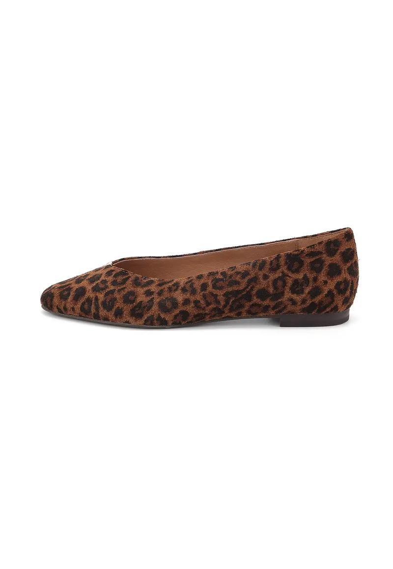 COOPER - Ballerines Élégantes en Cuir Décolleté V Imprimé Léopard