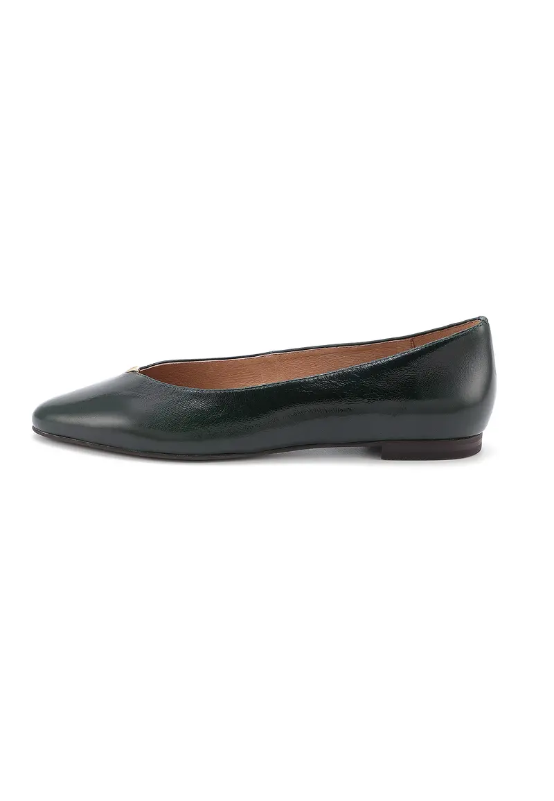 COOPER - Ballerines Élégantes en Cuir Décolleté V Vert