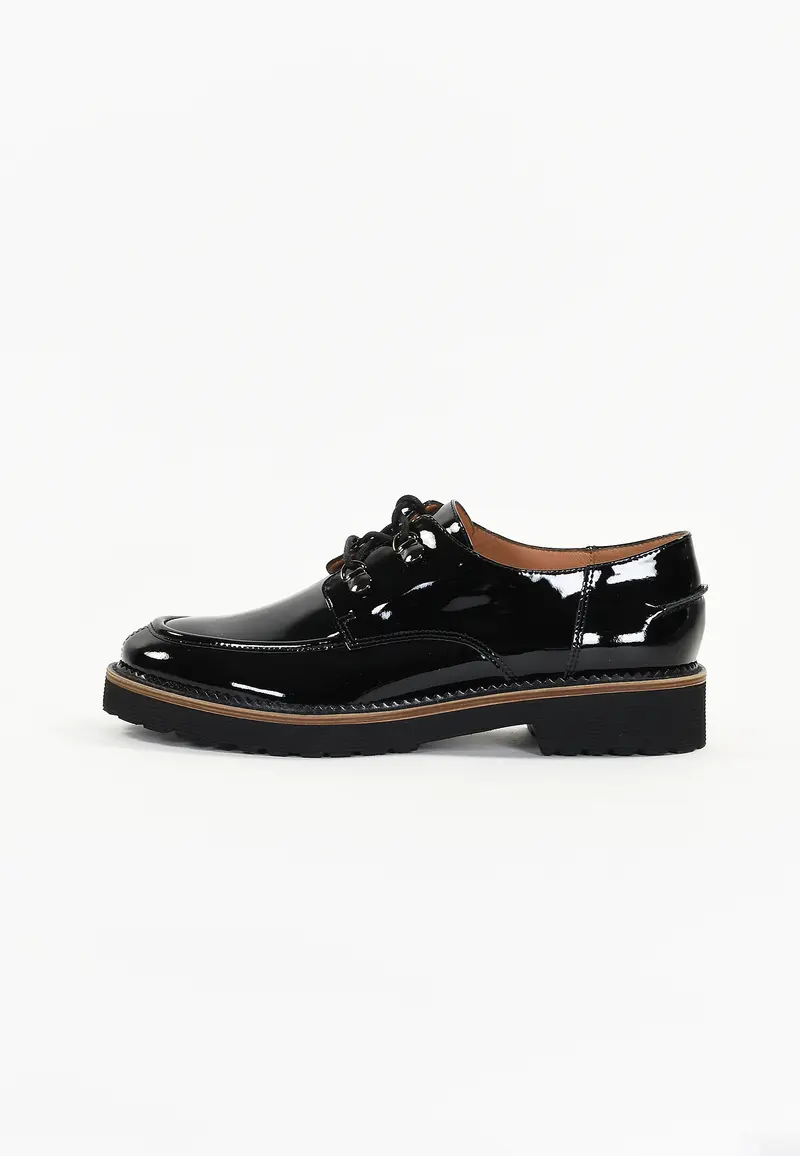 COREO - Derbies Style Tyrolien en Cuir Vernis Noir