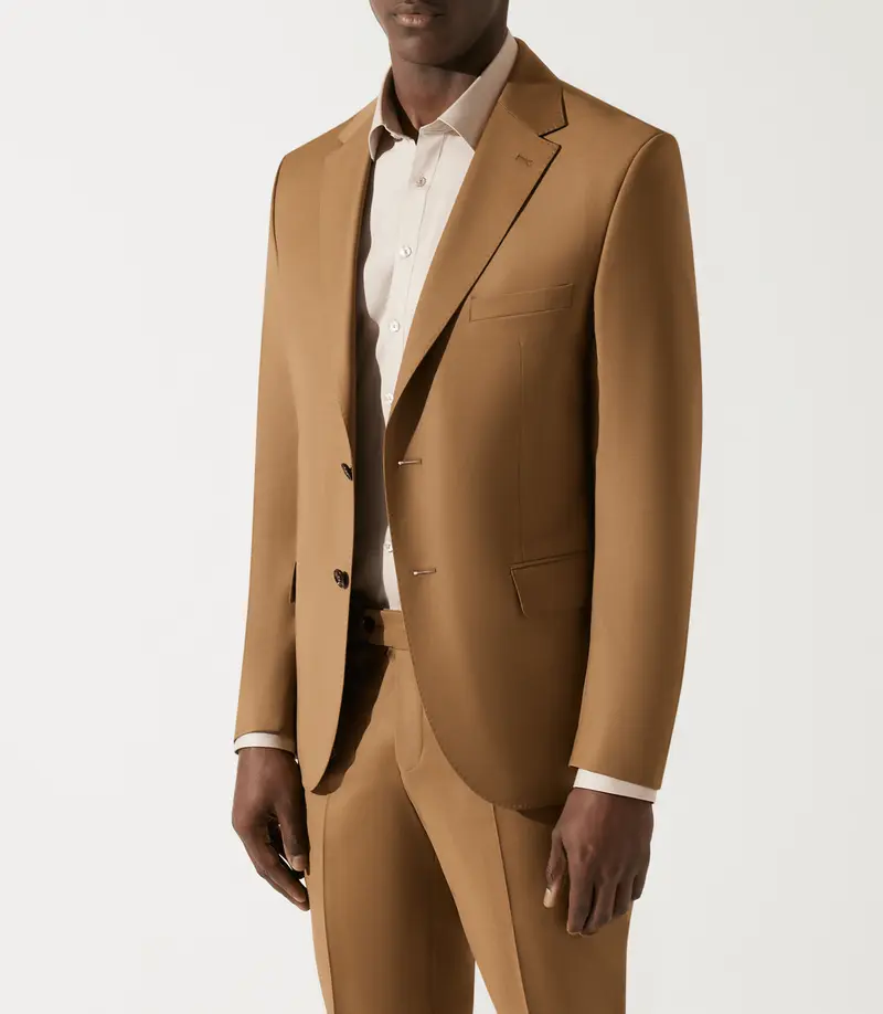 Costume 2 boutons en laine camel