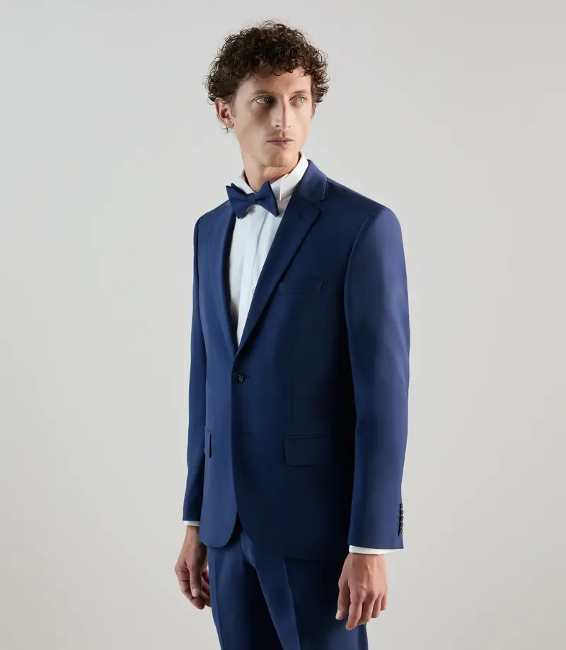 Costume 2 boutons en laine majoritaire bleu