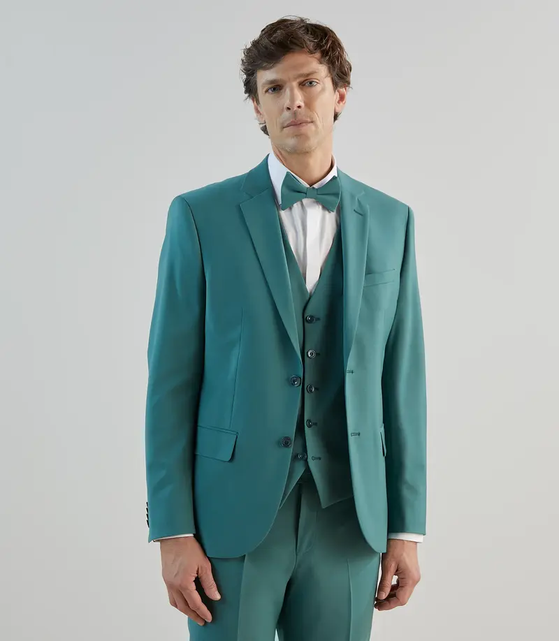 Costume 2 boutons en laine majoritaire vert