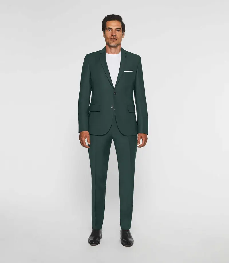 Costume 2 boutons en laine vert LIMONE