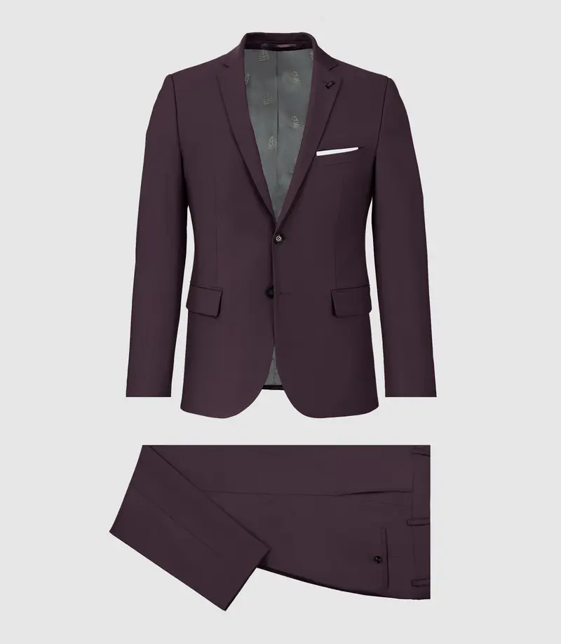 Costume 2 boutons en laine violet LIMONE
