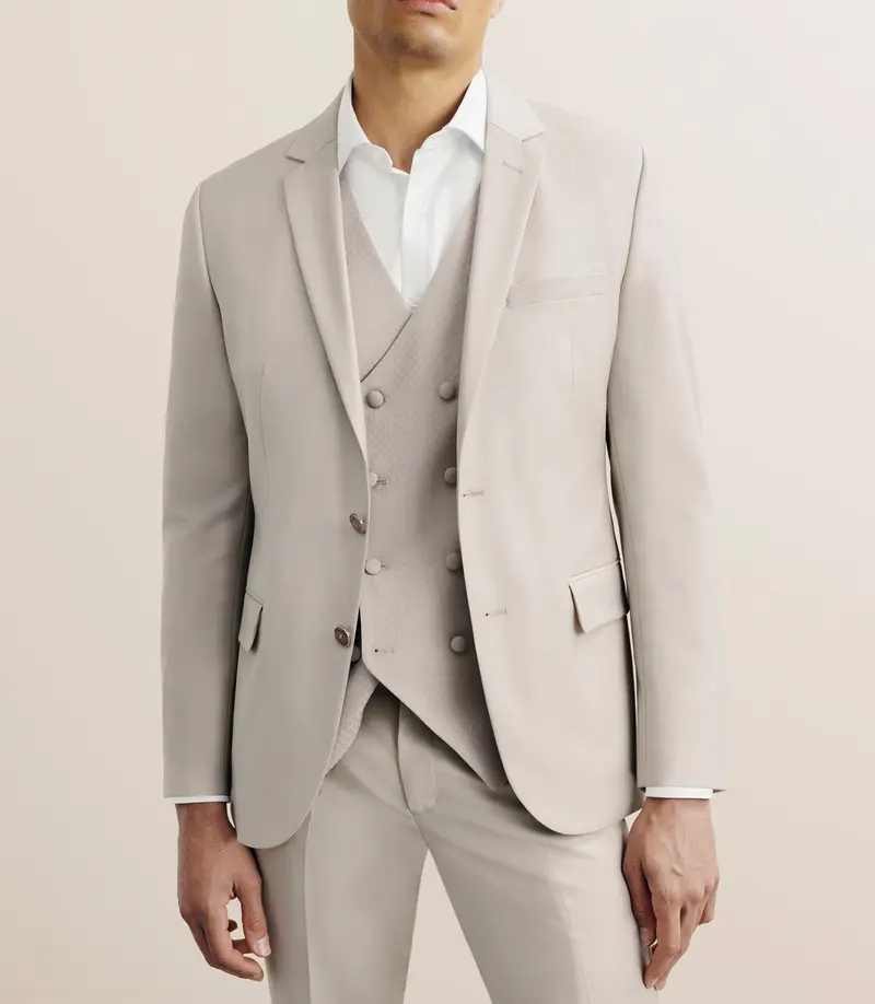 Costume 3 pièces cérémonie ajusté beige