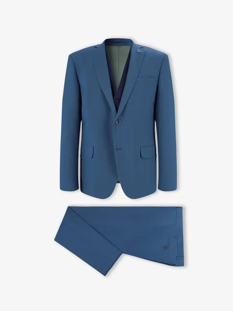 Costume 3 pièces cérémonie bleu-vert