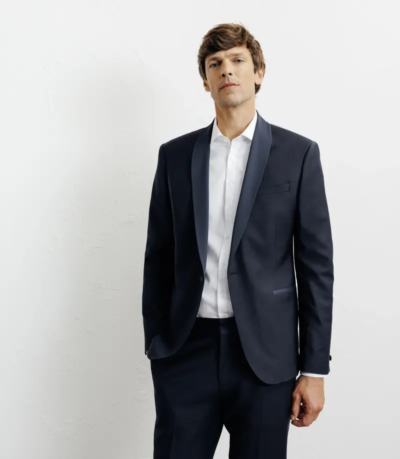 Costume col châle marine