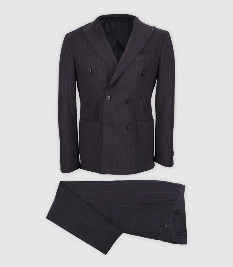 Costume croisé à rayures marine