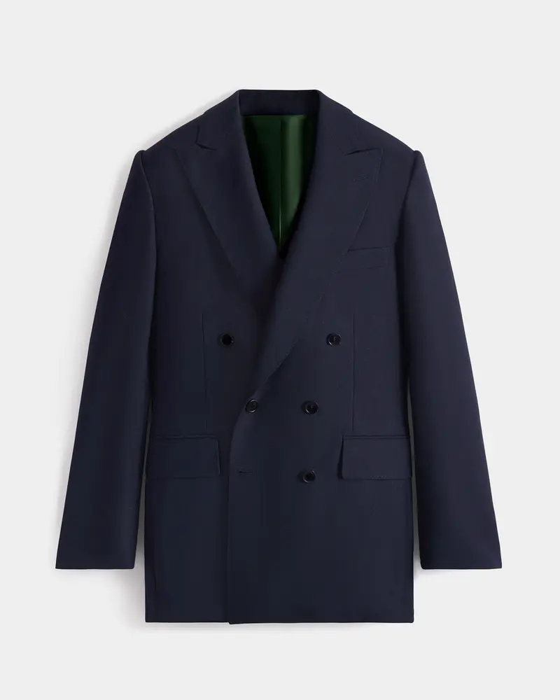 COSTUME CROISÉ EN FRESCO DE LAINE - BLEU MARINE
