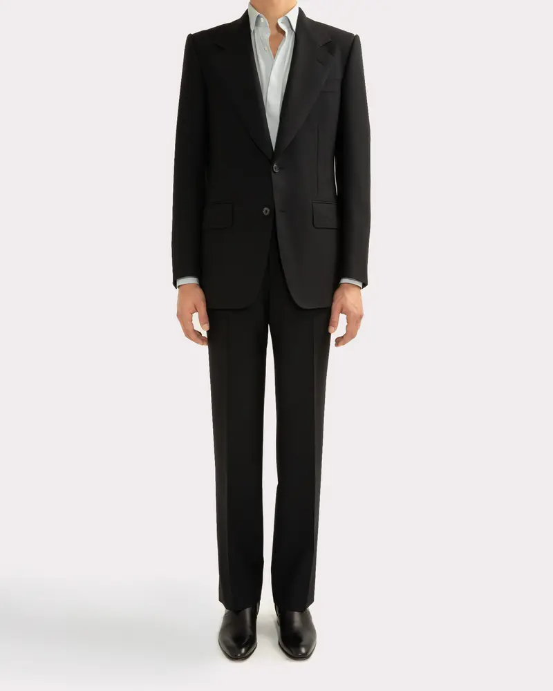 COSTUME DROIT EN FRESCO DE LAINE 2-PLY - NOIR
