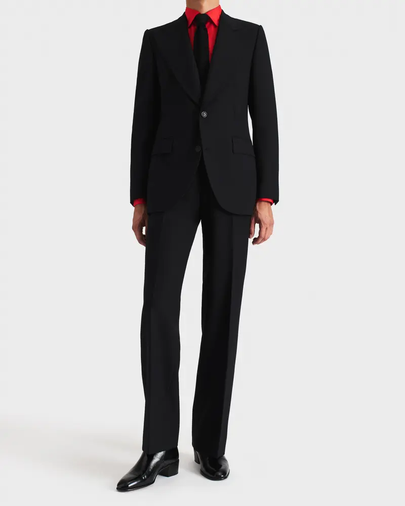 COSTUME DROIT EN FRESCO DE LAINE 3-PLY - NOIR