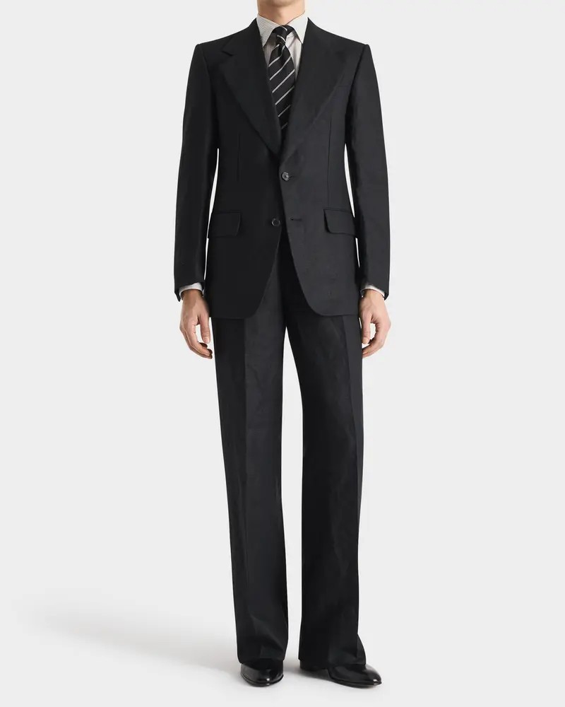 COSTUME DROIT EN LIN - NOIR